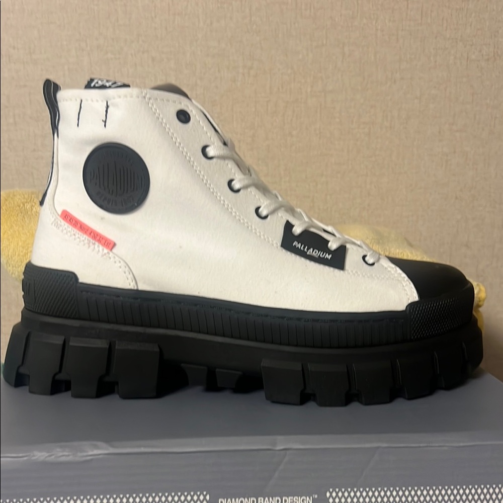 Palladium White and Black High-Top Sneakers